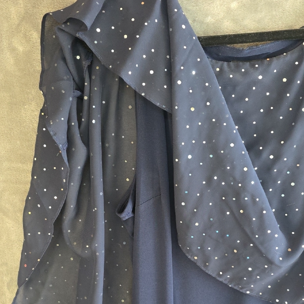 Glamour Navy Dress with Silver Accents - Picture 5 of 13